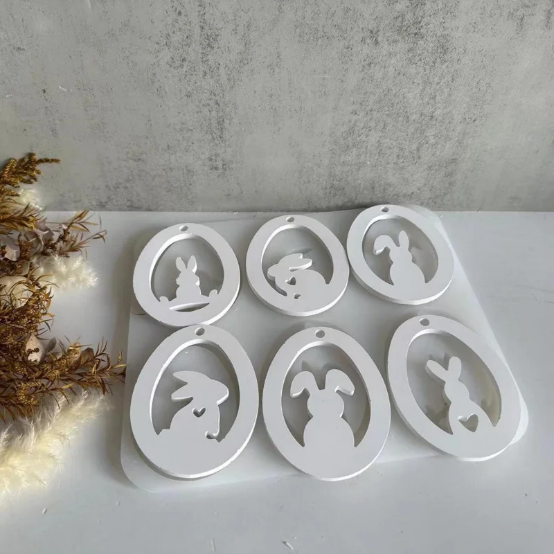 Easter rabbit hanging plaster mold rabbit pendant keychain epoxy mold