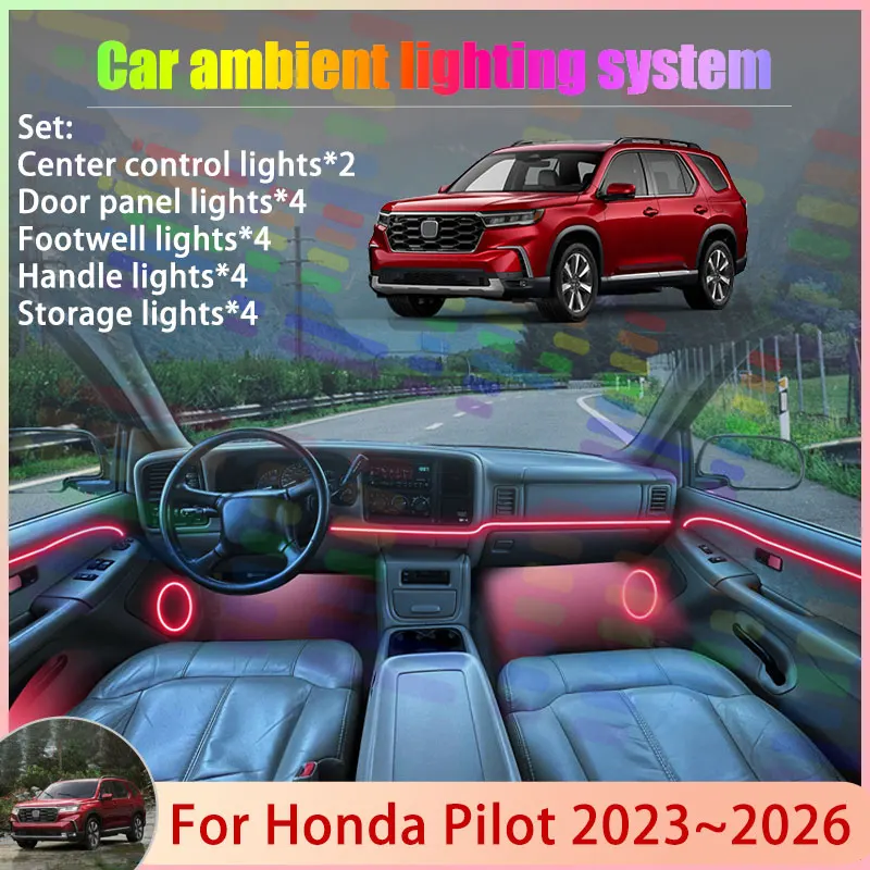 

For Honda Pilot YG1 YG2 MK4 2023~2026 2024 2025 2/18 in 1 Car Atmosphere Light Lamp RGB Shade Ensemble Streamer Atmosphere Set