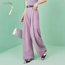 ARTKA 2024 Spring Summer New Women Pants Fashion Casual High Waist Drapping Straight Trousers Loose Wide Leg Pants KA92040C