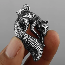Vintage Stainless Steel Animal Fox Pendant Necklace Men Women Fashion Black Gun Plated Necklace Jewelry Party Club Gift