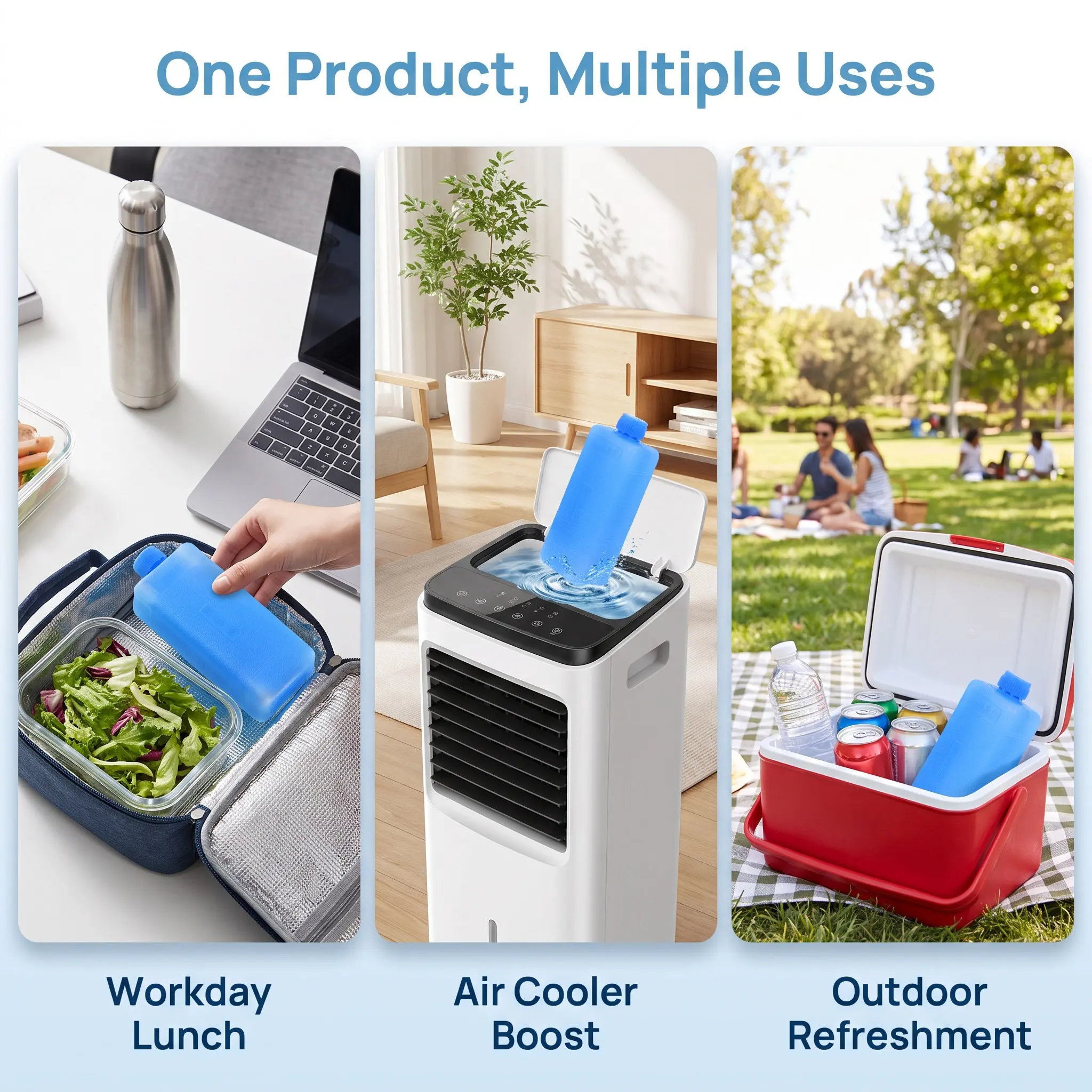 10 Pcs Ice Block Cooling Reusable Blocks Bricks Portable Air Conditioner Freezer