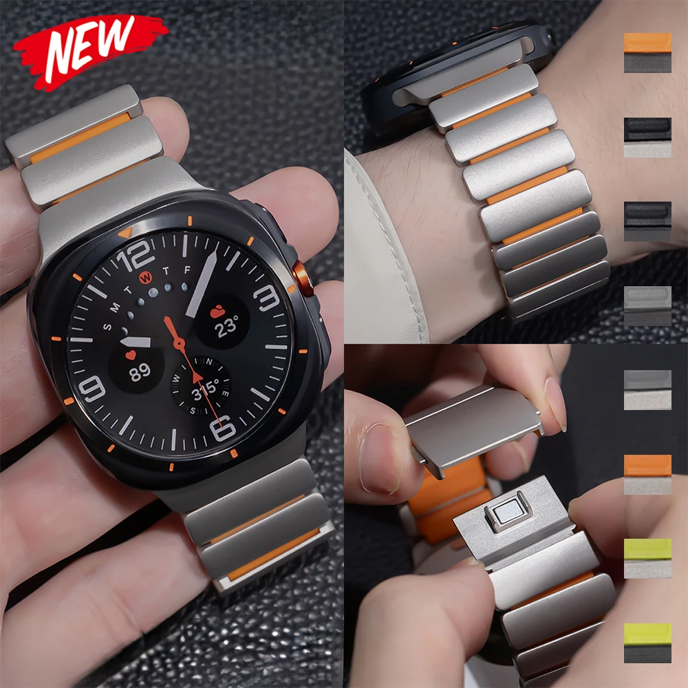 Titanium+Rubber Strap for Samsung Galaxy Watch Ultra 2 2025 47mm Metal Magnetic Luxury Business Band For Samsung Galaxy Ultra 7