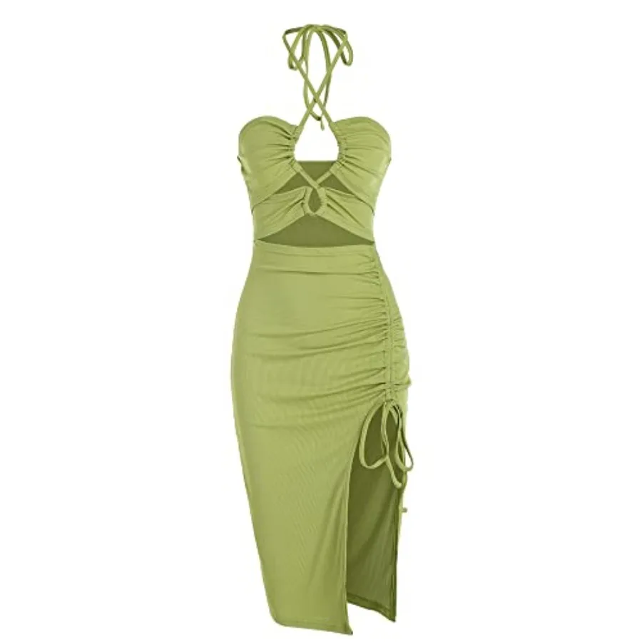 

ZAFUL Women's Sleeveless Dress Sexy Midi Halter Dresses Criss Cross Cami Womens Casual Clothes for Party