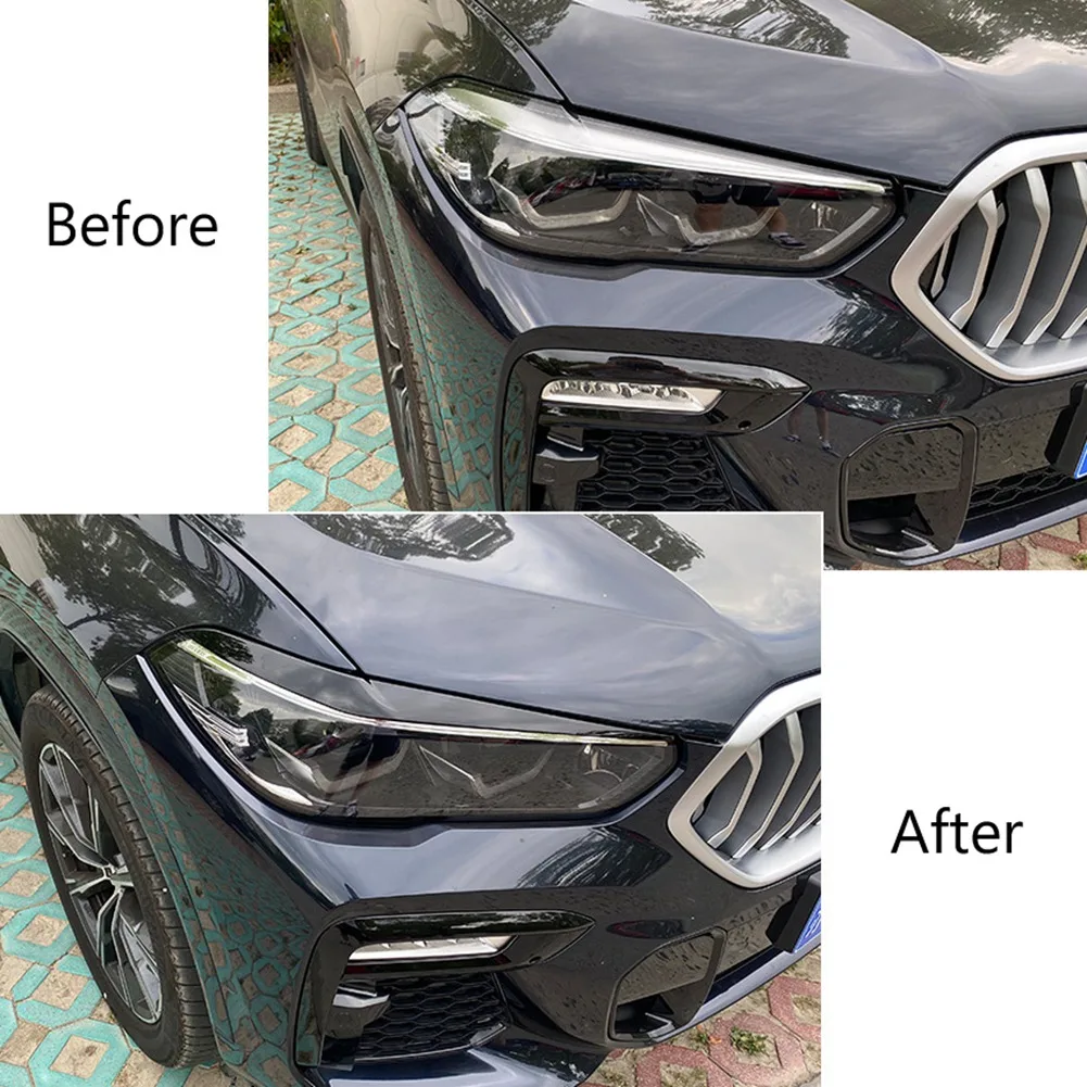 Car Glossy Black Headlights Eyebrows Eyelids Cover Eyelash Head Light Lamp Stickers For-BMW X5 G05 X6 G06 2019+