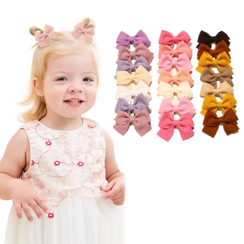 

10Pcs/Set Cute Handmade Hair Clips Ribbon Bowknot Hair Bows Solid Barrettes for Kids