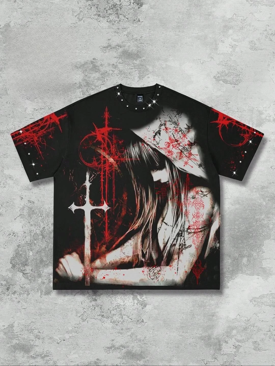 

Мужские темные футболки с круглым вырезом и принтом, большие размеры с короткими рукавами Y2K, популярные летние классические футболки в готическом стиле, футболки в стиле Харадзюку