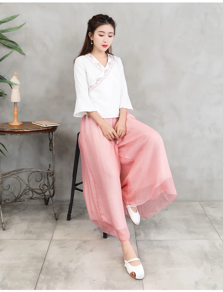 Cintura alta drapeado chiffon calças largas femininas verão fino dança yoga calças casuais fluindo sle design assimétrico longo tro...