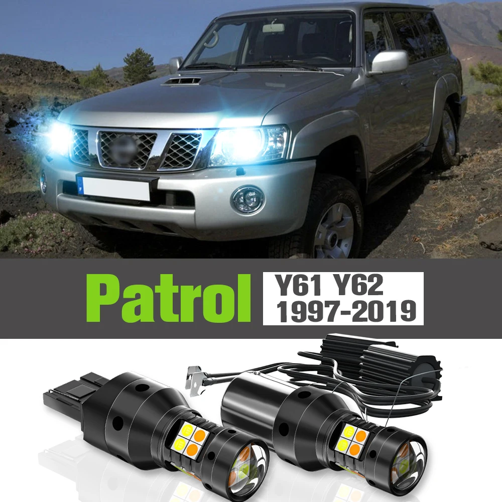 

2x LED Dual Mode Turn Signal+Daytime Running Light DRL Accessories Lamp For Nissan Patrol Y61 Y62 1997-2019 2010 2011 2012 2013