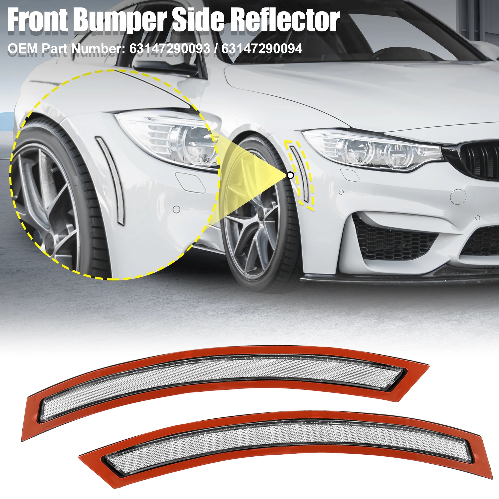 X Autohaux Car Front Bumper Reflector Side Marker 63147290093 63147290094 For BMW F15 F85 X5 M 2014-2017 Replace Accessories