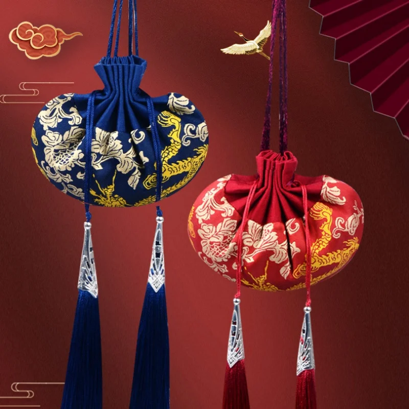 StoBag 20 قطعة كيس الحرير الصيني حقيبة التنين نمط معلق الرباط هدية مجوهرات حزمة تخزين جيب الحقيبة الديكور