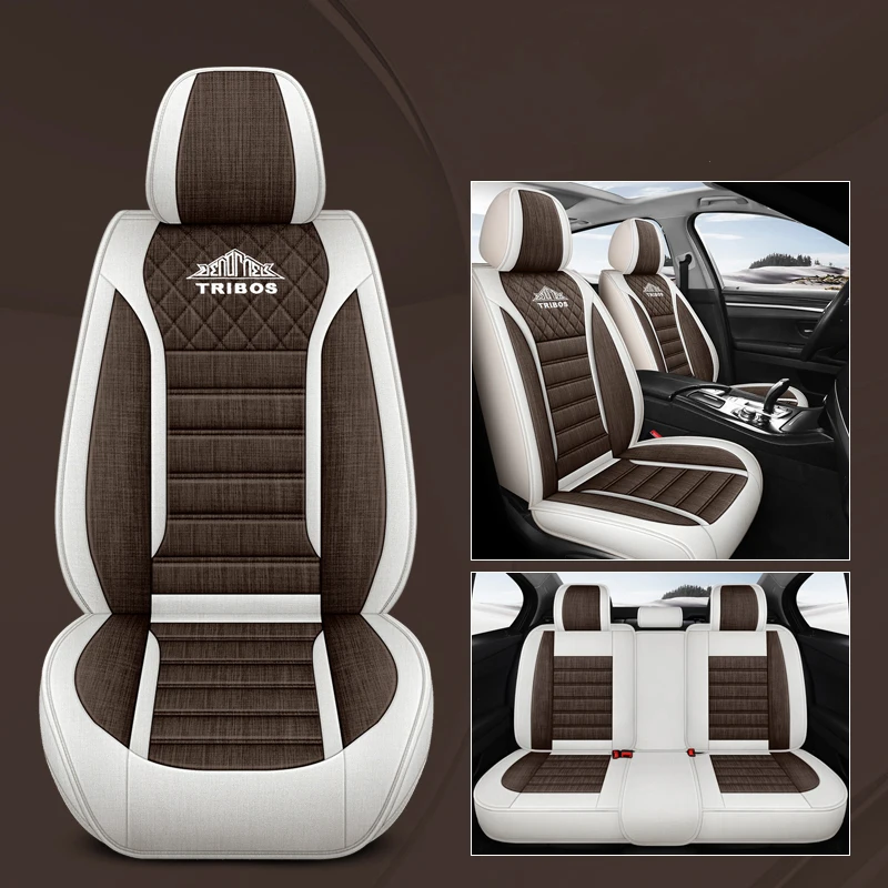 

5PCS Flax Car Seat Covers For Hyundai Ioniq 5 Santa Fe Creta Sonata Chevrolet Captiva Auto Interior Accessories Breathable