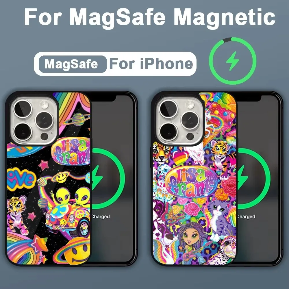 Lisa F-Frank Art Phone Case For iPhone 16,15,14,13,12,11,Plus,Pro,Max,Mini Magsafe Magnetic Wireless Charging