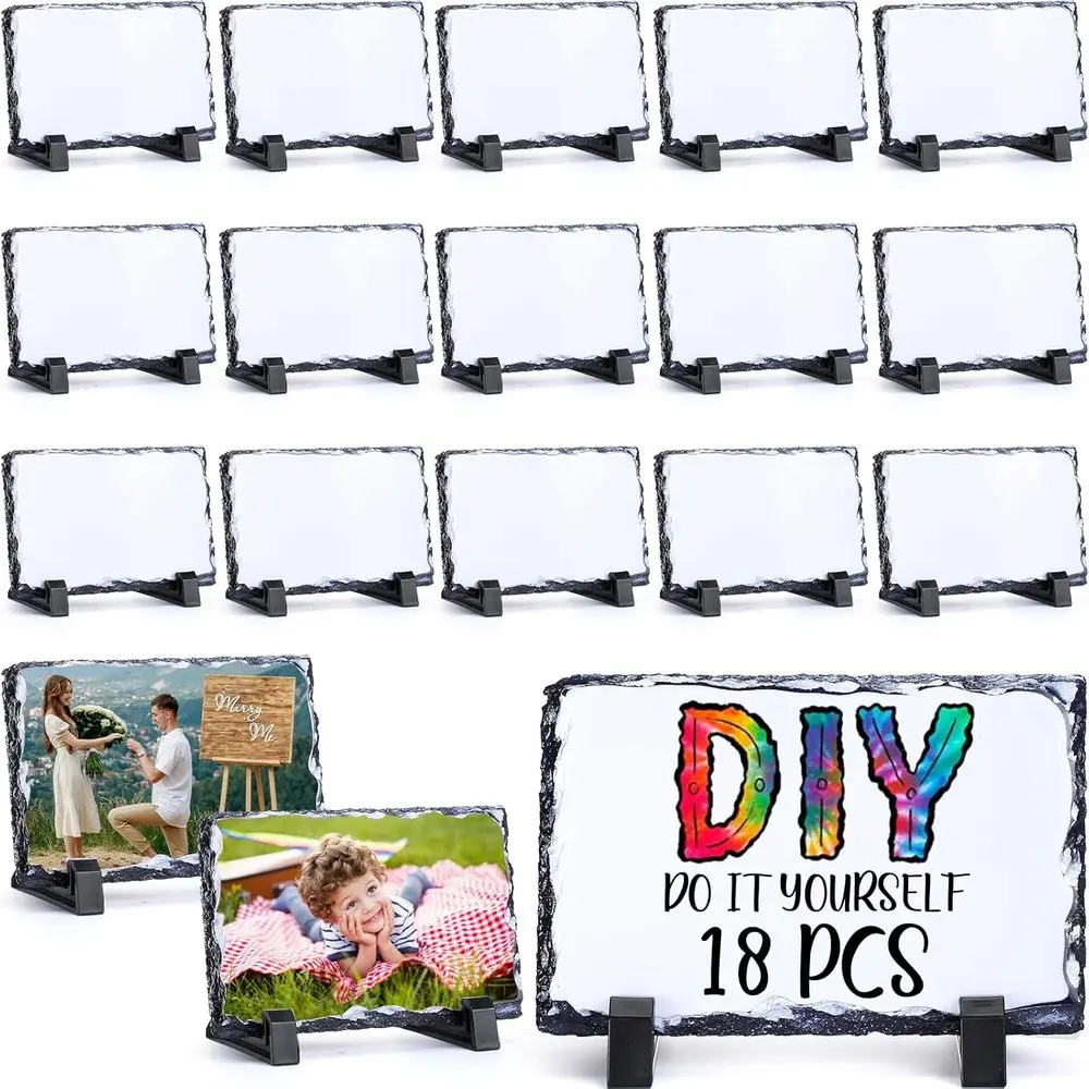 

Set of 18 4x6 Inch Sublimated Photo Blanks for Rock Stone Plaques, Ideal for Commercial, Wedding, Valentine's, Mother's Day, and