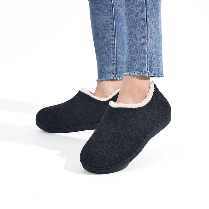 Shevalues Damen Winter Baumwollschuhe Warme Fleece-Gefütterte Indoor-Outdoor Fell-Hausschuhe Rutschfeste Gummisohlen Herren Flauschige Hausschuhe – Detail 18