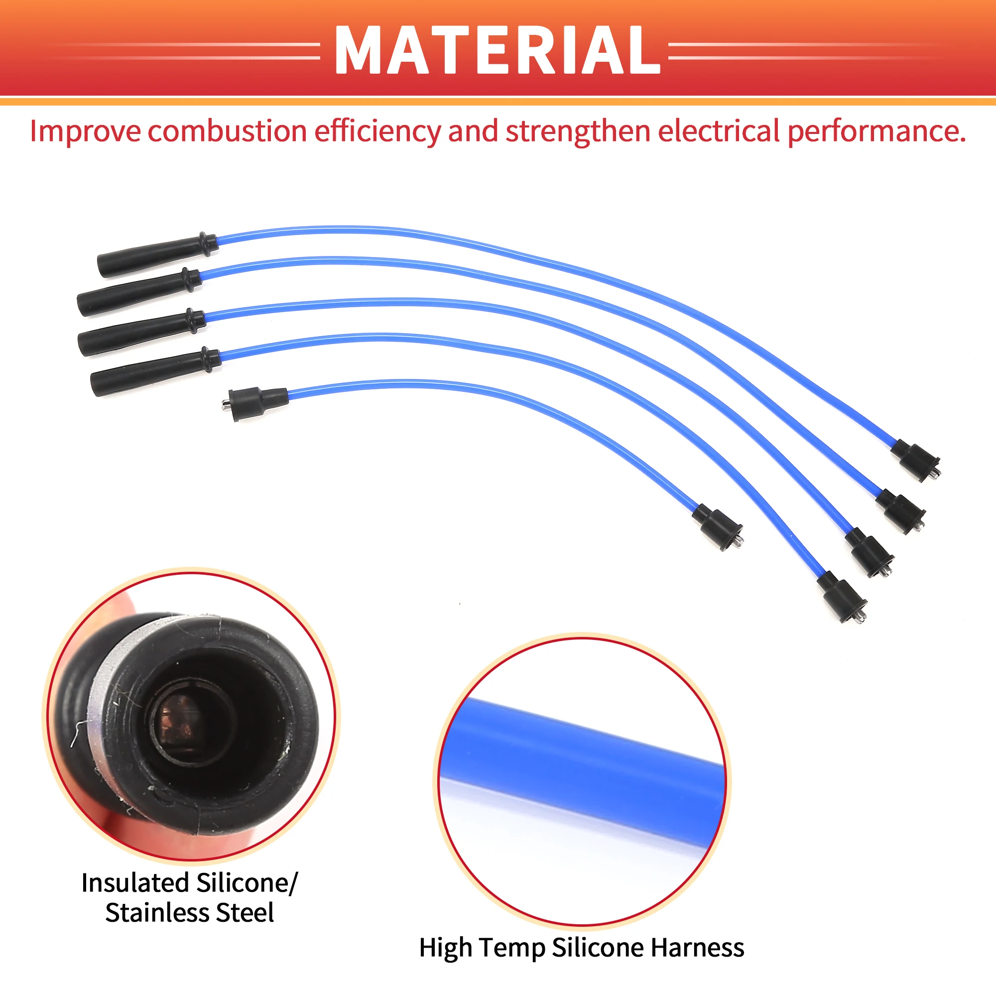 UXCELL 5 Pcs Spark Plug Wire Ignition Coil Cable for Suzuki Samurai 1988-2004
