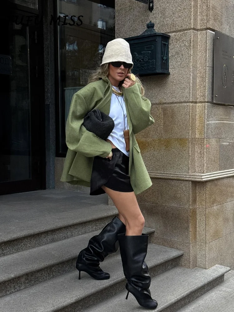 Casual Turn-down Kraag Jas Pak vrouwen Losse Volledige Mouw Zakken Overjas 2025 Nieuwe Herfst Winter Dames Solid streetwear