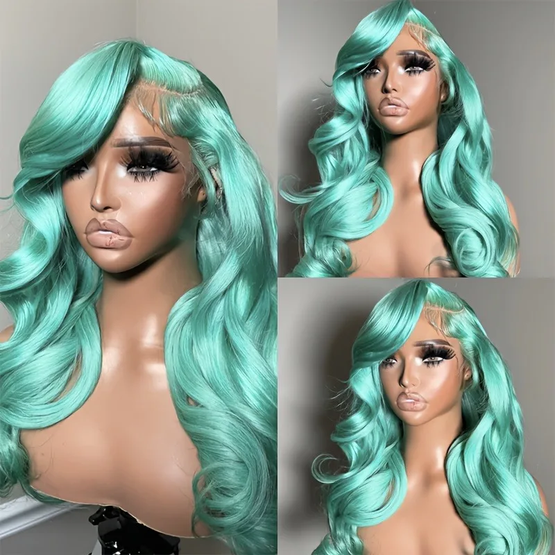 mint-green-wig-13x4-hd-long-body-wave-lace-frontal-wig-light-green-glueless-preplucked-synthetic-high-quality-daily-cosplay