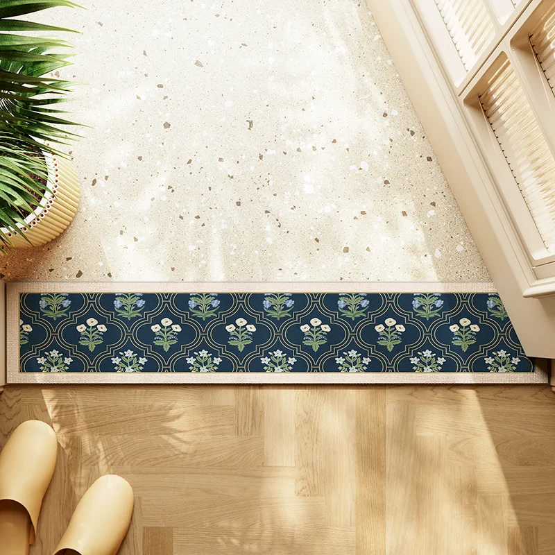 VIKAMA Retro Bohemian Ceramic Tile Printed Threshold Pad Anti Slip Water Absorbing Carpet Entrance Living Room Home Decoration