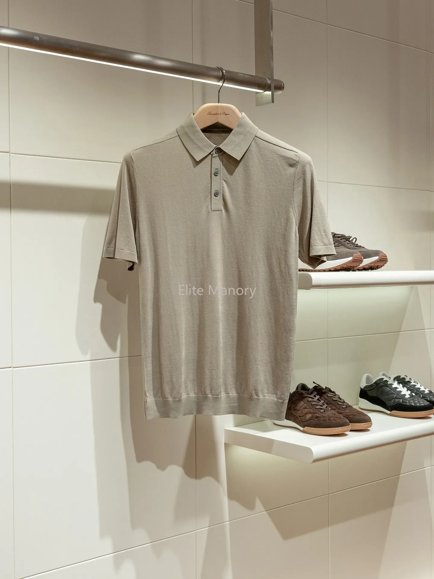 

[Italian old money style] High-end mulberry silk Lyocell cotton blend, men's casual lapel short-sleeved POLO shirt