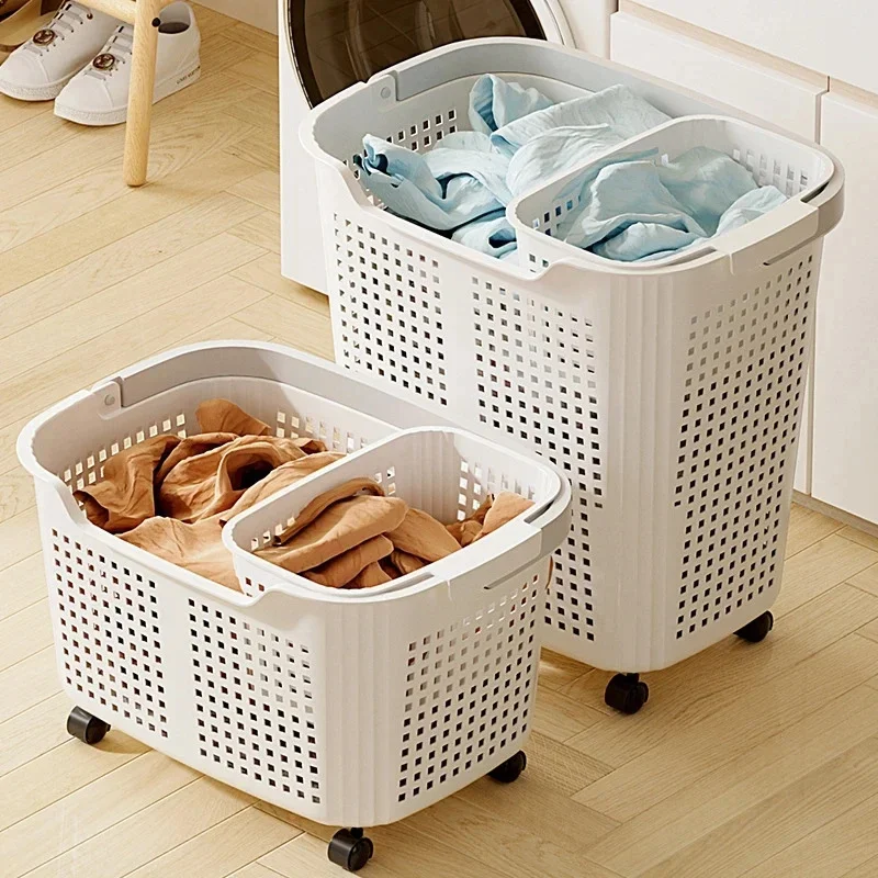 Laundry Hamper With Wheels And Lid Large Capacity Clothes Basket For Bathroom Storage Organizer For Family Kids Dorm Gift