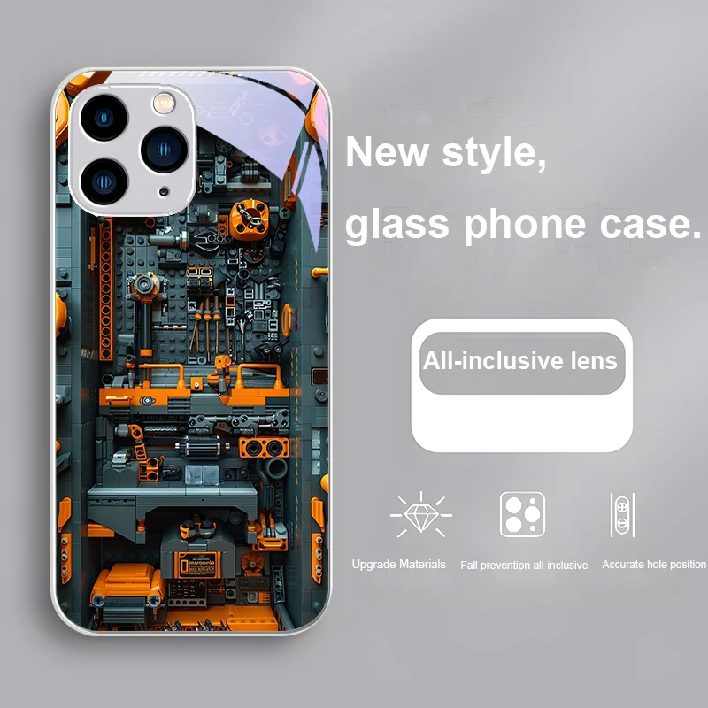 Machine Accessories Purple For Iphone 16 Plus 15 14 13 12 Mini 11 Pro Max X XS XR 7 8 Plus 2022 Tempered Glass Phone Case