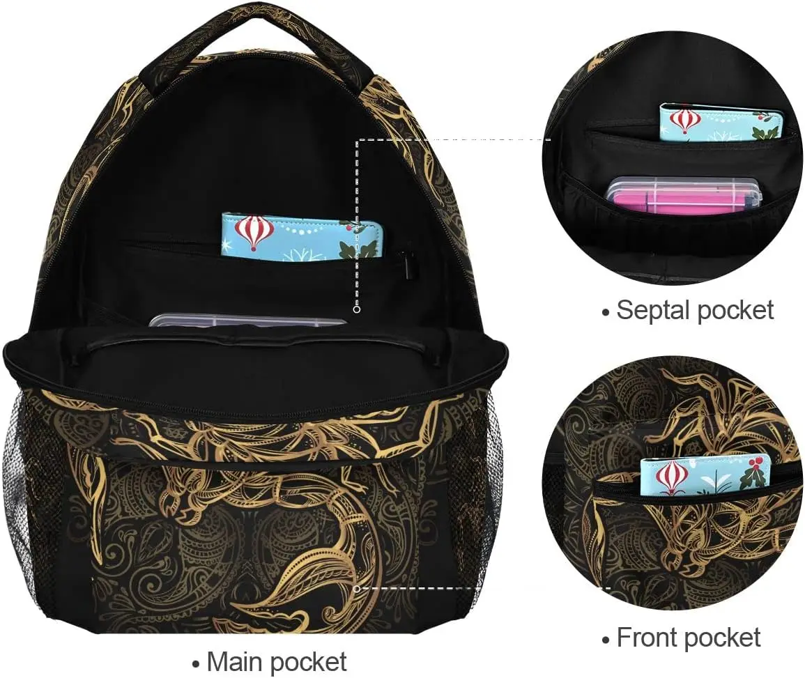 Gold Star Scorpion Backpack Laptop Bag Daypack Travel Hiking School Backpacks for Men Women Kids Girls Boys