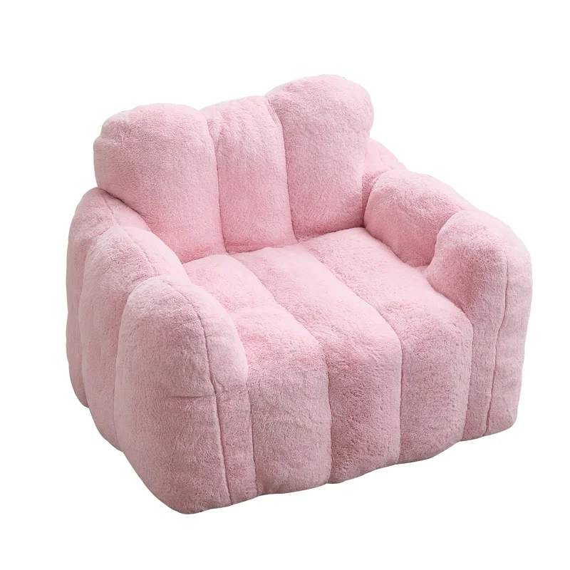 Pink Lotus-Style Bean Bag Sofa with Pull Ring, Portable & No Installation Needed, Ideal for Living Room, Bedroom