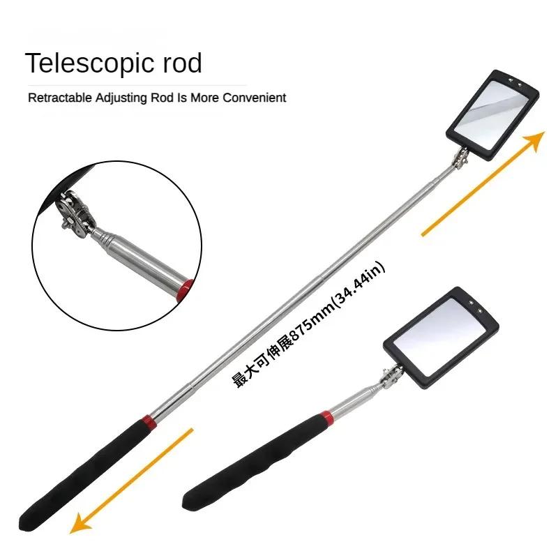 Universal Retractable Under-vehicle Inspection Mirror 360° Chassis Reflector with LED Light Maintenance Piping Endoscope Welding