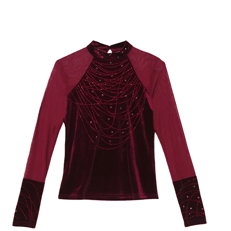 MadBlack-Women European Velvet T-Shirt, Sexy Turtleneck Diamond, Fashion Long Sleeve Slim S-3XL Knit Tee, 2025 Autumn T5N408CC