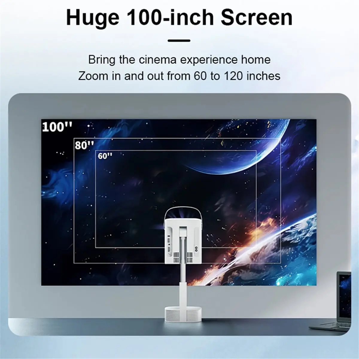 update. Smart Projector 4K Support Movie Projector with WiFi and BT Home Theater Projector Telescopic Stand for Bedroom UK Plug