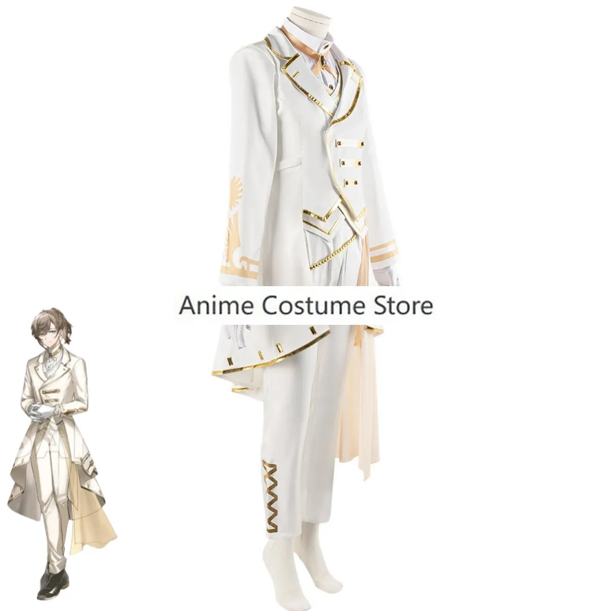 اليوتيوب الافتراضي Kanakana Saegusa Akina Knn زي تنكري ، زي أبيض ، بدلة كرنفال للرجال والنساء ، باروكة الذكرى السادسة