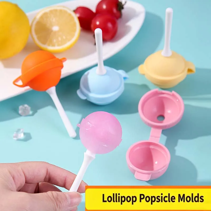 4pcs Food Grade Silicone Ice Cream Mold Lollipop Ice Popsicle Maker Ice Ball Tray Popsicle Mould DIY Freezer Cream Tools