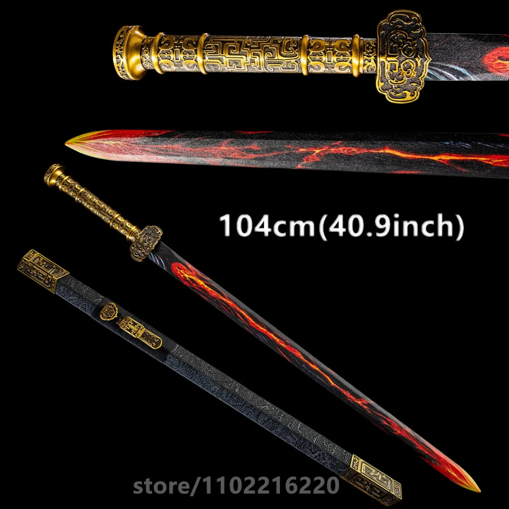 

Amazing Battle Sword Forged Handmade Unique High Manganese Steel Blade Martial Art Sword Full Tang Leather Wrap Hardwood Sheath