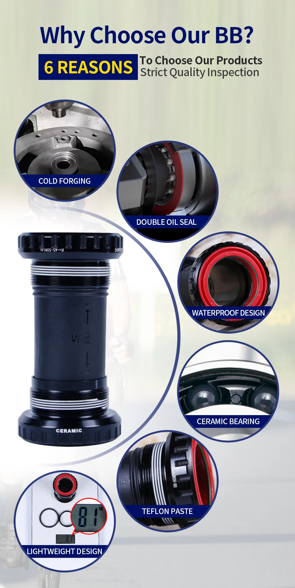 SENICX Bsa 68/73 Gewinde Tretlager Geeignet für SRAM / DUB Mountainbike Keramik BB Fahrrad Mittelschaft Kurbel 28,99 mm Achse – Detail 8