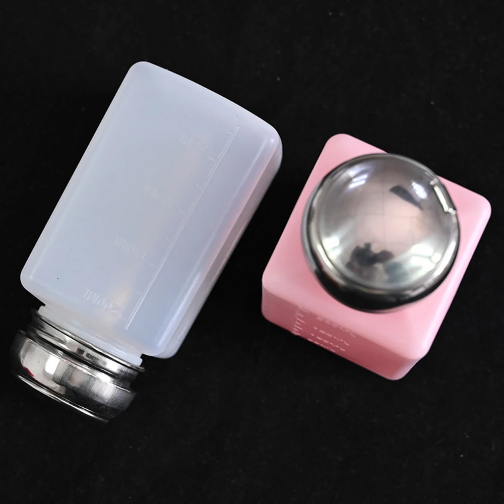 200ml Refillable Nail Liquid Container Bottle Pink White Empty Cosmetic Makeup Cleaner Press Pump Dispenser Salon Nail Art Tools