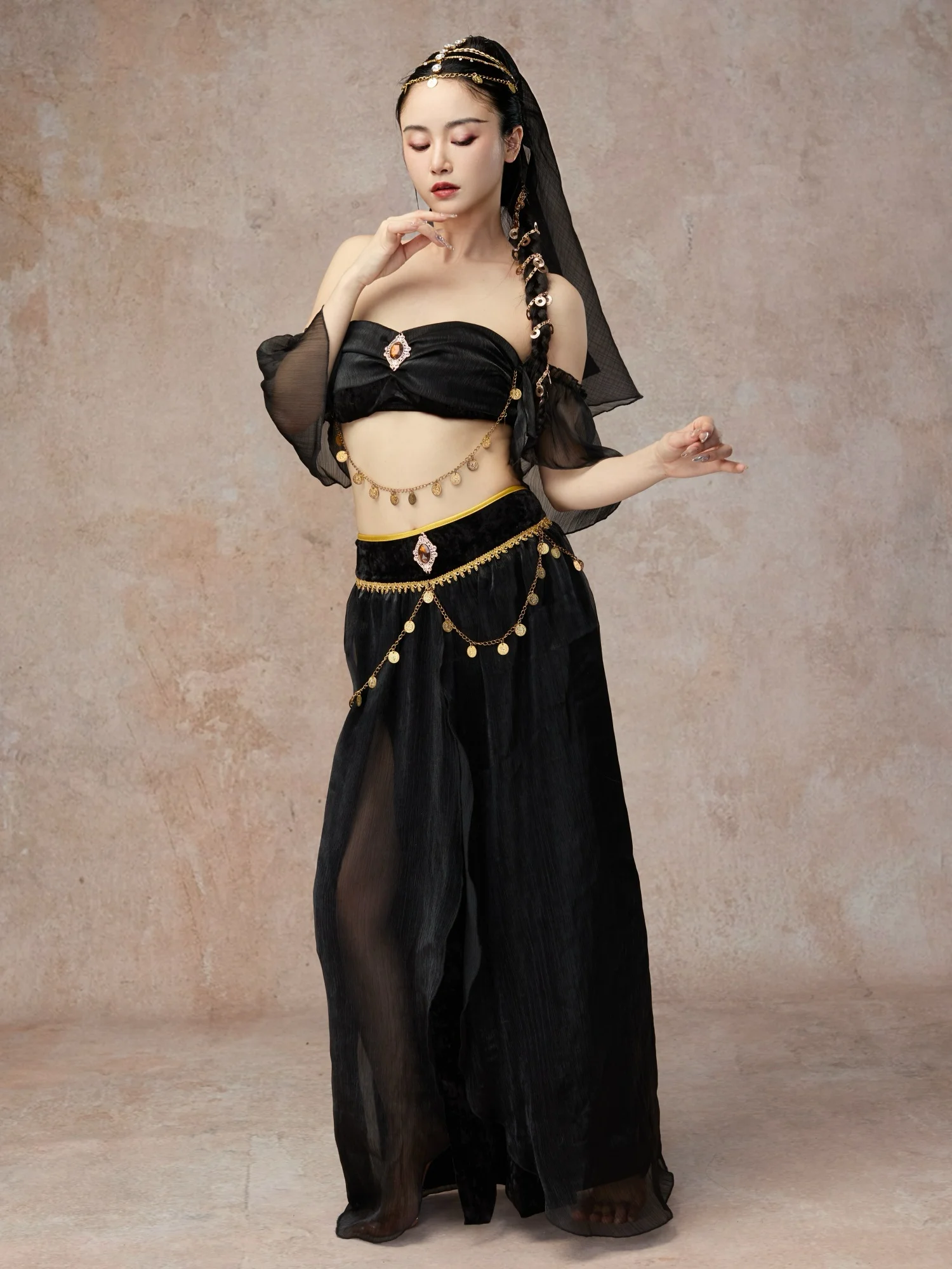 

Экзотический костюм русалки Princ для джазового танца живота, комплект женской национальной сценической одежды из полиэстера, осень 2025 г.