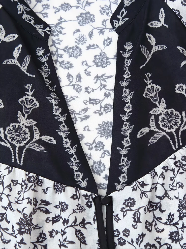 Camicia a maniche lunghe con stampa di posizionamento floreale, temperamento versatile, nuova moda da donna in stile europeo