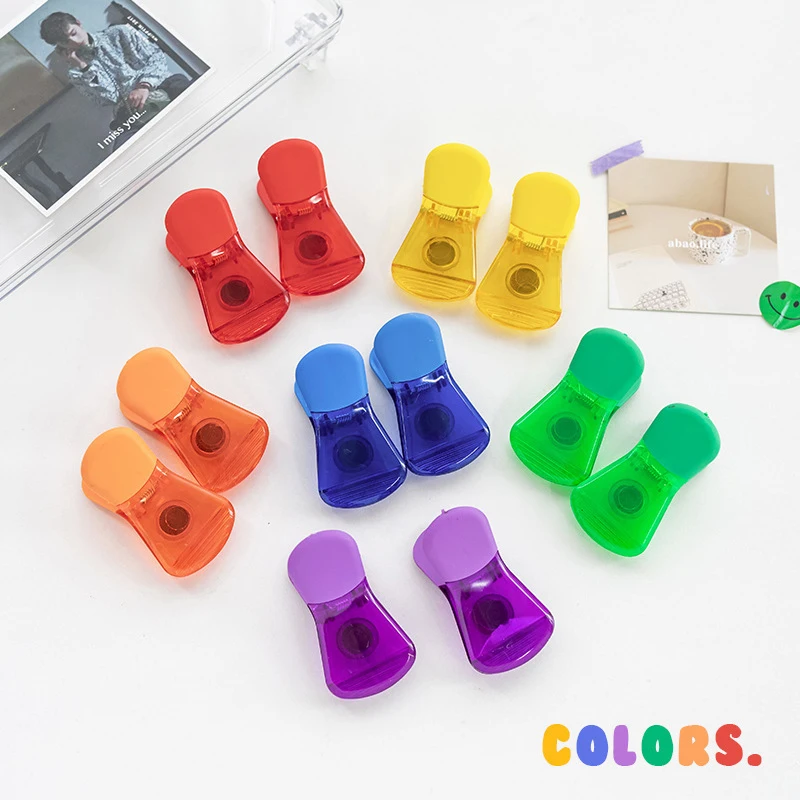 6PCS Classic Wide Bag Clips Magnetic Plastic Clips, Fridge Magnet Refrigerator Whiteboard Wall Fridge Magnetic Memo Note Clips