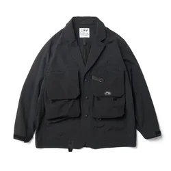 CMF-Chaqueta de traje de solapa para hombre, abrigo japonés, resistente al agua, con múltiples bolsillos, holgado, recién llegado