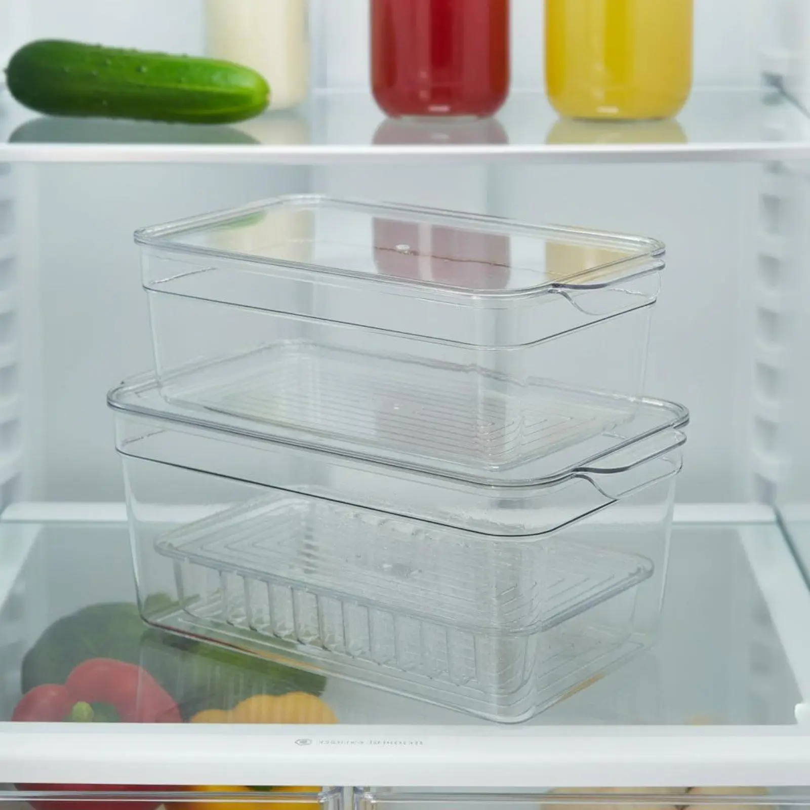 Stackable Fridge Organizer Space Saving Fridge Storage Bin Versatile Stackable Food Container for Meal Kitchen Organizers,