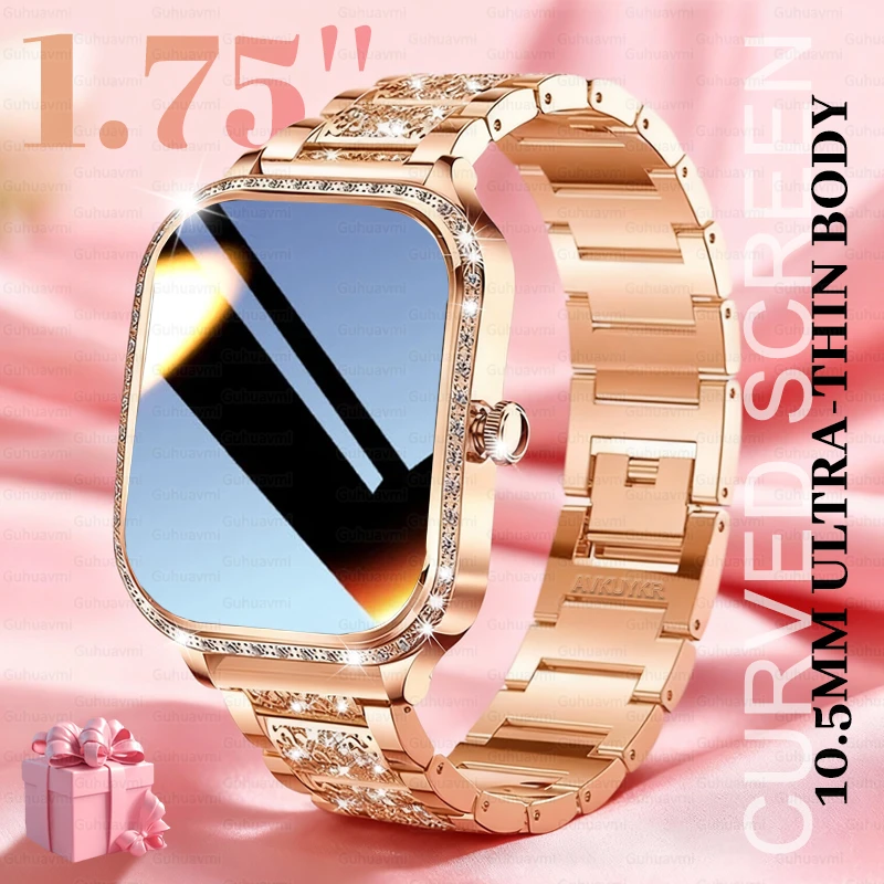 جديد حقيقي الترا سليم الياقوت AMOLED شاشة ساعة ذكية النساء معدل ضربات القلب BT الاتصال الراقية موضة Smartwatch لنظام أندرويد IOS