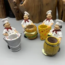 Mini figures Cook Chief Fruit Fork Storage DIY Desk Sculpture Decoration Articles Handicraft Gifts