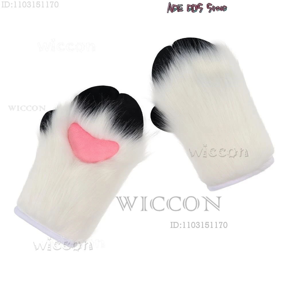 Fursuit Cosplay Paw Gloves Kigurumi Accessories Furry Kig Cosplay Sheep Trotters Handwear Cute Fluffy Animal Party Wearable