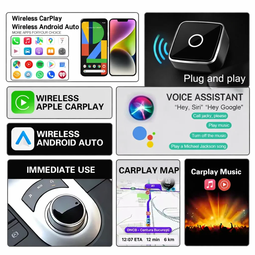 New Super Mini Carplay AI Box Wired to Wireless CarPlay&Android Auto 2in1 Box 5GHz WiFi5 for 99% Original Wired CarPlay/Auto Car