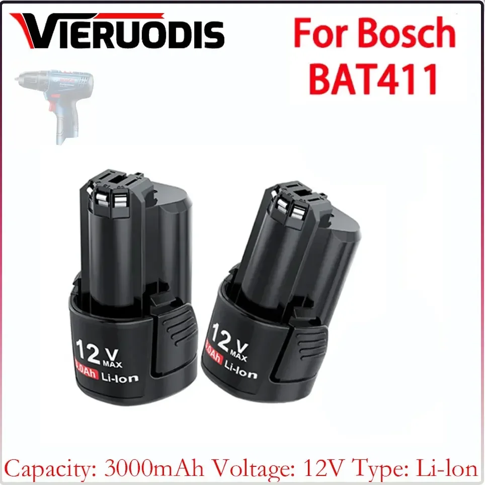 10.8V 12V 3000mAh Battery For Bosch BAT412A BAT414 BAT411 BAT412 D-70745GOP 2607336014 Li-ion Tool batteries Rechargeable Akku