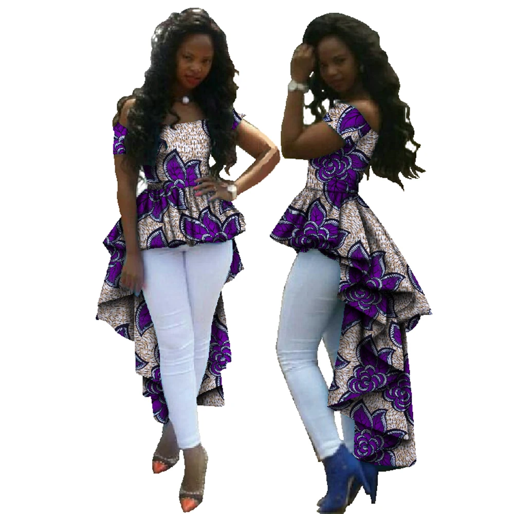 Summer Top African Clothes African Wax Cotton Print Dresses for Women Dashiki Plus Size Robes Pour Les Femmes Africai WY615