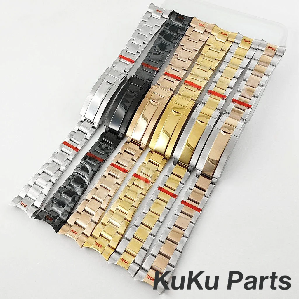 20MM幅ソリッドブレスレット904Lステンレスブラッシュドポリッシュオイスターブレスレットグライドロッククラスプリストバンド（NH35/NH36サブマリーナー風腕時計用）
