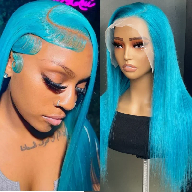 

Wear Go Glueless Wig Blue 13x4 HD Transparent Lace Front Straight Wigs For Women 613 Colored 13x4 Lace Front Human Hair Wigs 180