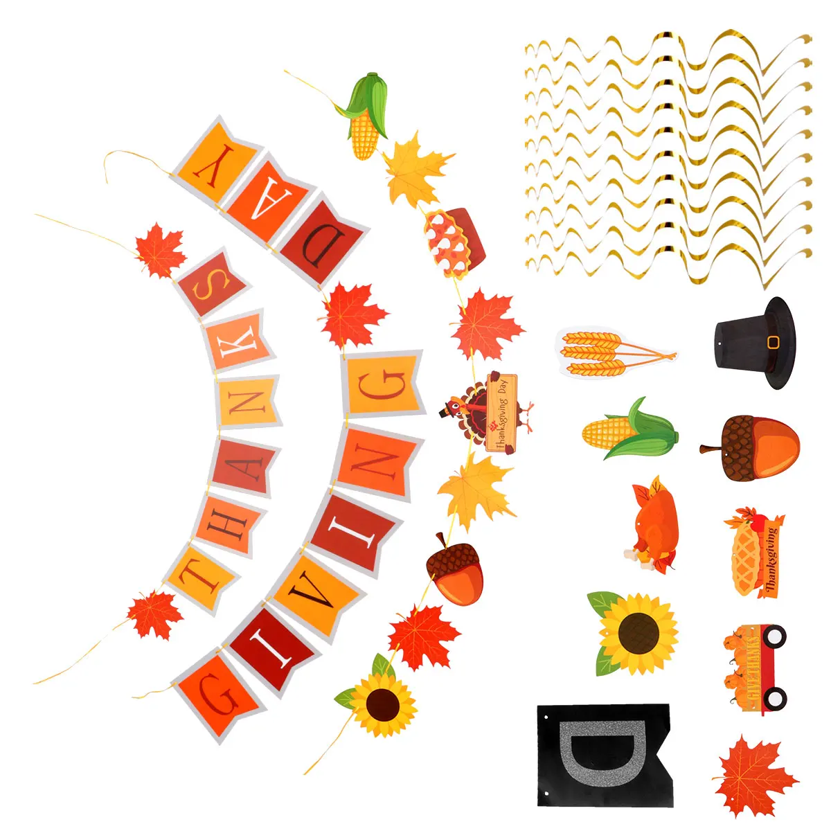 

23 pcs Thanksgiving Decorative Paper Banner Latte Art Pendant for Party Hotel Decoration Letter Bunting Holiday Props