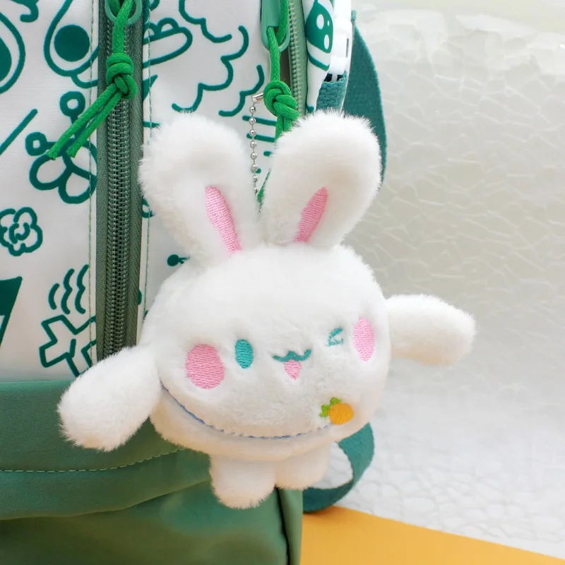 New cute little rabbit loves to eat radish pendant plush toy creative naughty doll bag  decorate funny keychain birthday gift